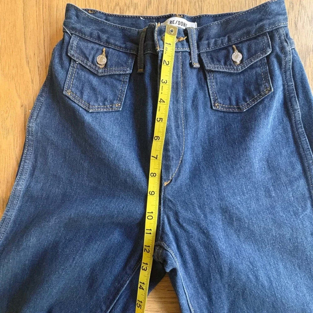 $315 RE/DONE True Rinse High Rise Wide Leg Jeans Blue Denim Women's Size 24 X 32